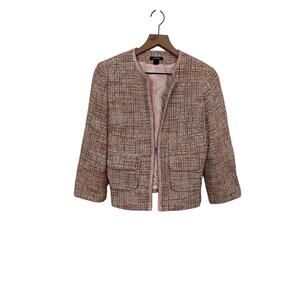 Express Pink Multi Tweed Cropped Jacket Blazer Women's Size 8 Preppy Office